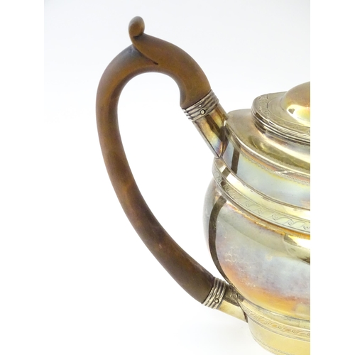 258 - A Geo III silver teapot hallmarked London 1801, maker Soloman Hougham. Approx. 6 3/4