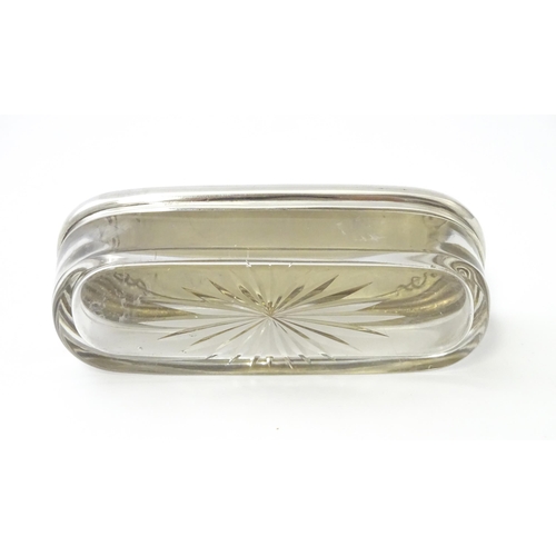 285 - A glass dressing table pot with silver top hallmarked Birmingham 1912, maker Martin Hall & Co Ltd . ... 