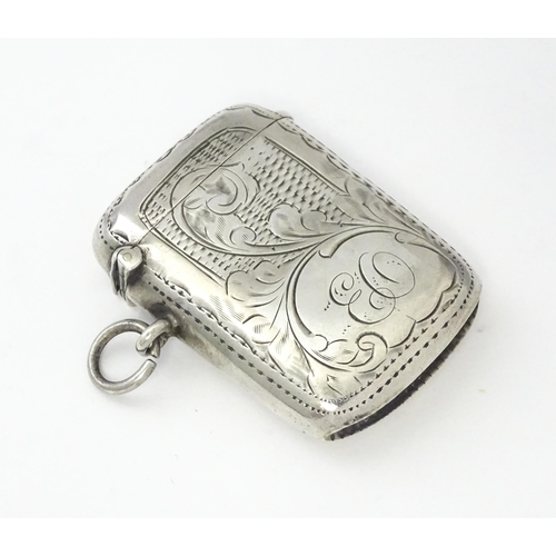 311 - A silver vesta case with engraved decoration, hallmarked Birmingham 1908, maker William Hair Haseler... 