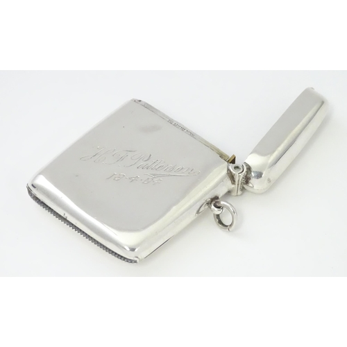 316 - A large silver vesta case hallmarked Birmingham 1901 maker H J Cooper & Co Ltd and stamped ' The Sai... 