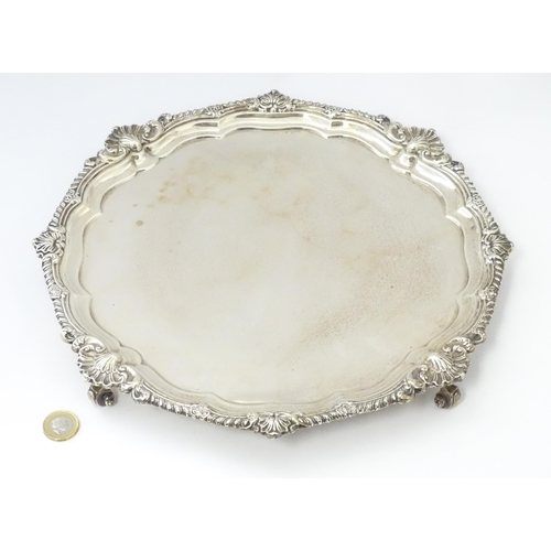 455 - A silver salver hallmarked London 1926, maker Goldsmiths & Silversmiths Co. Ltd. Approx. 13 1/4