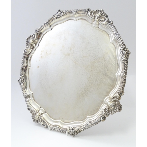 455 - A silver salver hallmarked London 1926, maker Goldsmiths & Silversmiths Co. Ltd. Approx. 13 1/4