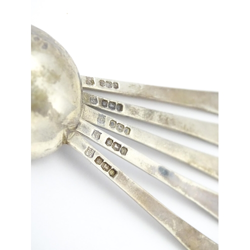 501 - A set of six Art Deco silver coffee spoons hallmarked Sheffield 1926, maker Thomas Bradbury & Sons L... 