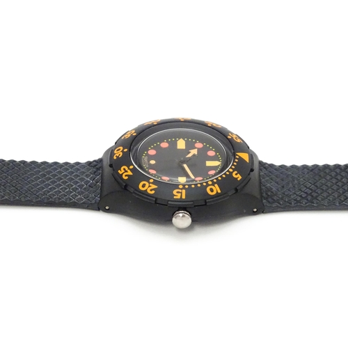 755 - A Swatch Barrier Reef Scuba 200 wristwatch. Watch case approx. 1 1/2