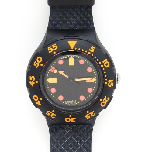 755 - A Swatch Barrier Reef Scuba 200 wristwatch. Watch case approx. 1 1/2