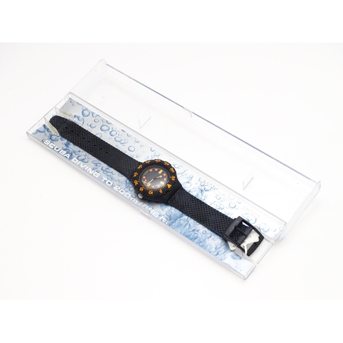 755 - A Swatch Barrier Reef Scuba 200 wristwatch. Watch case approx. 1 1/2