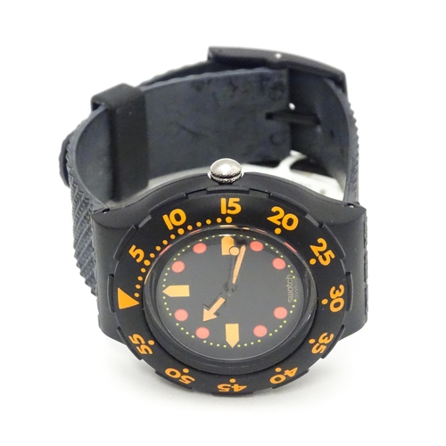 755 - A Swatch Barrier Reef Scuba 200 wristwatch. Watch case approx. 1 1/2