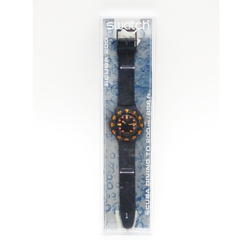 755 - A Swatch Barrier Reef Scuba 200 wristwatch. Watch case approx. 1 1/2