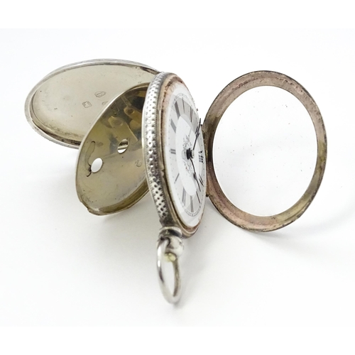 763 - A ladies pocket watch with bow formed brooch hanger. The brooch hallmarked Chester 1908 maker S Ward... 