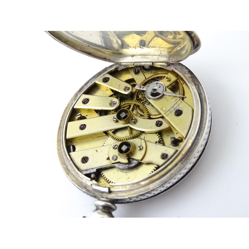 763 - A ladies pocket watch with bow formed brooch hanger. The brooch hallmarked Chester 1908 maker S Ward... 