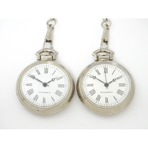 764 - A Swiss silver hunter pocket watch with white enamel dial and subsidiary seconds dial. Engraved Russ... 