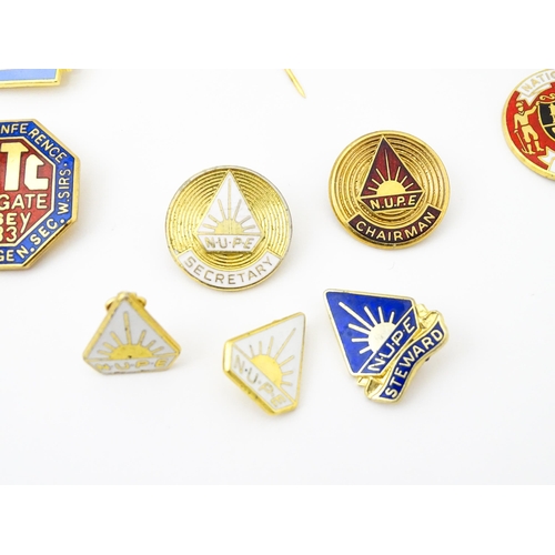 791 - Trade Union Interest: a quantity of assorted badges, pins, etc. to include National Union of Public ... 