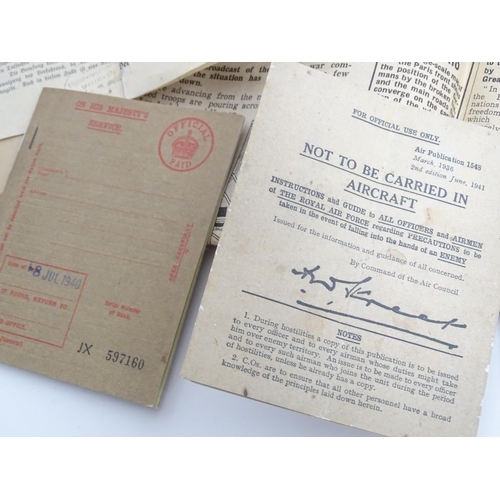 810 - Militaria , WWII / World War 2 / Second World War / WW2 : A quantity of ephemera to include a German... 