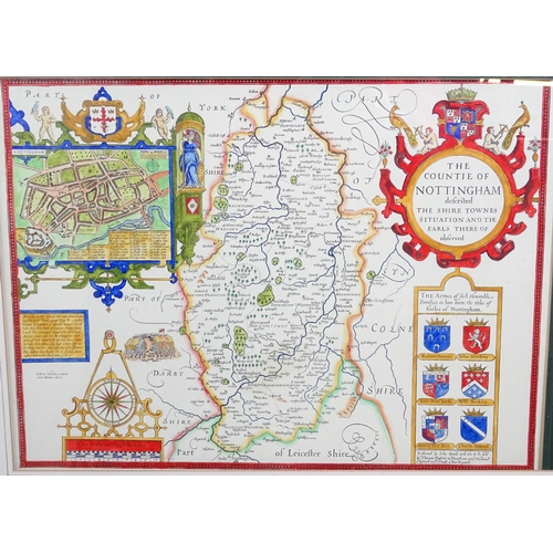 986 - Map: An engraved and hand coloured map titled The Countie of Nottingham described The Shire Townes S... 