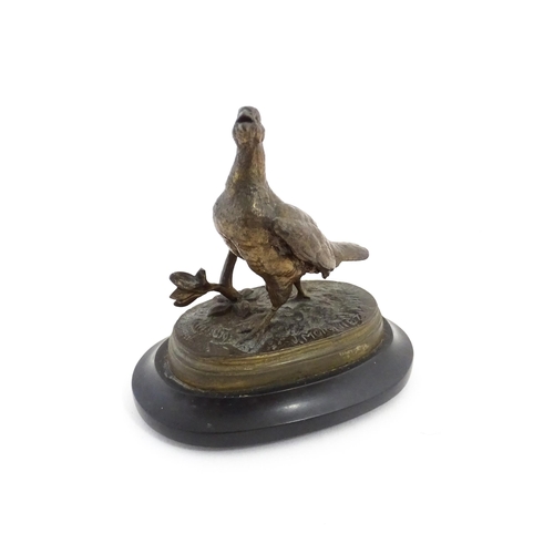 1055 - A 20thC cast bronze sculpture modelled as a partridge / bird after Jules Moigniez. Cast signature to... 