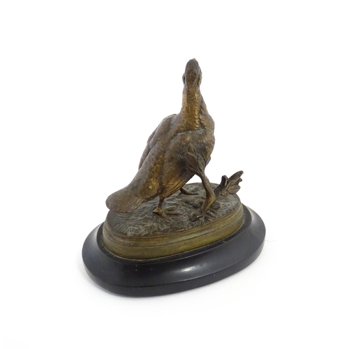 1055 - A 20thC cast bronze sculpture modelled as a partridge / bird after Jules Moigniez. Cast signature to... 