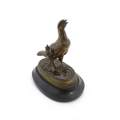 1055 - A 20thC cast bronze sculpture modelled as a partridge / bird after Jules Moigniez. Cast signature to... 