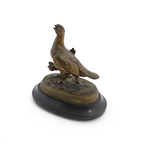 1055 - A 20thC cast bronze sculpture modelled as a partridge / bird after Jules Moigniez. Cast signature to... 