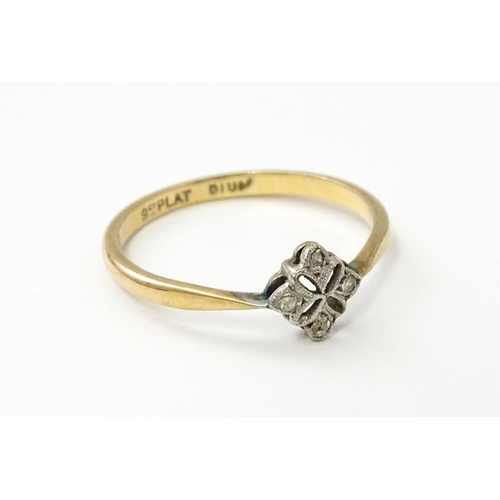 530 - A 9ct gold ring with diamonds Ring size approx. P 1/2