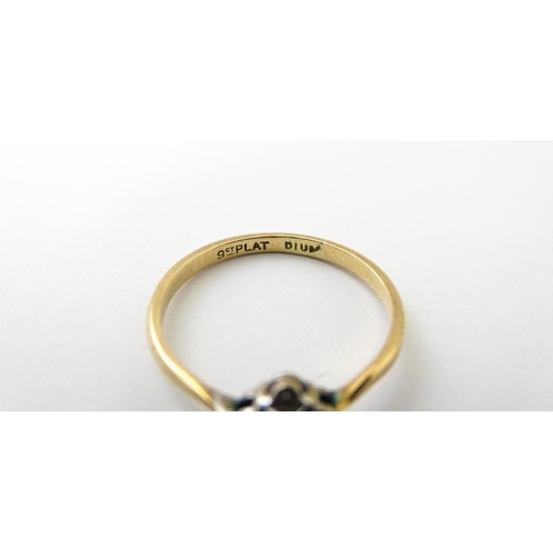 530 - A 9ct gold ring with diamonds Ring size approx. P 1/2