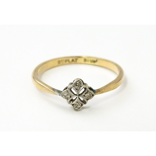 530 - A 9ct gold ring with diamonds Ring size approx. P 1/2