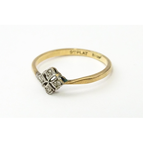 530 - A 9ct gold ring with diamonds Ring size approx. P 1/2