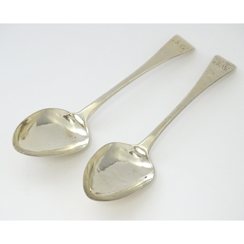 230 - A pair of George III silver tablespoons. London 1809 maker IB. Approx. 9