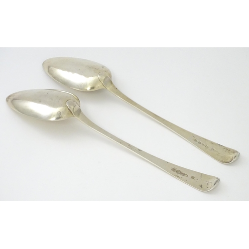 230 - A pair of George III silver tablespoons. London 1809 maker IB. Approx. 9