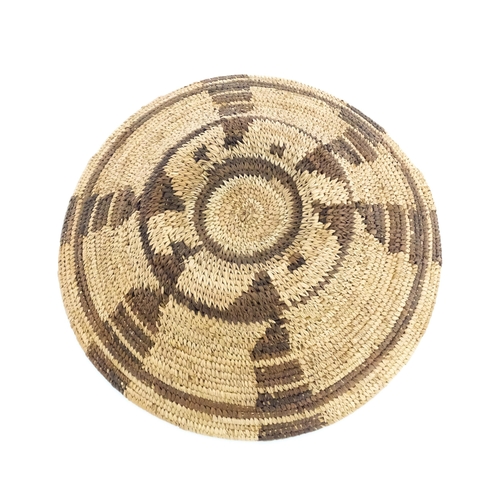 1102 - Ethnographic / Native / Tribal: A woven basket bowl with geometric banded detail, possibly Native Am... 