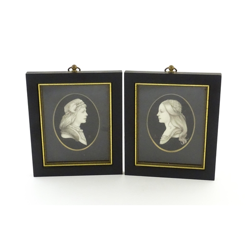 1234 - A pair of 21stC watercolour portrait miniatures depicting Romeo & Juliet. Both signed with monogram,... 