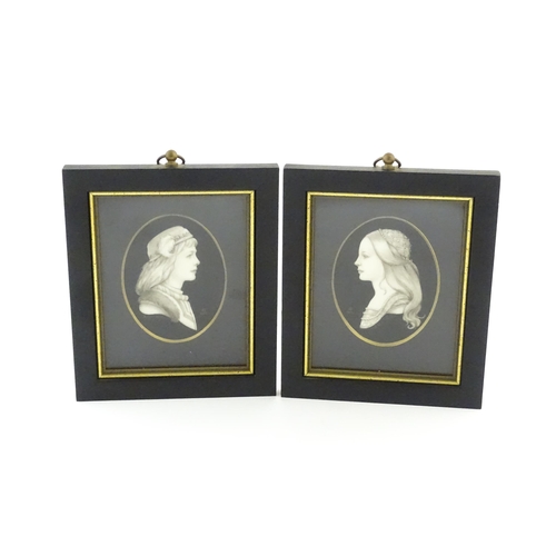 1234 - A pair of 21stC watercolour portrait miniatures depicting Romeo & Juliet. Both signed with monogram,... 