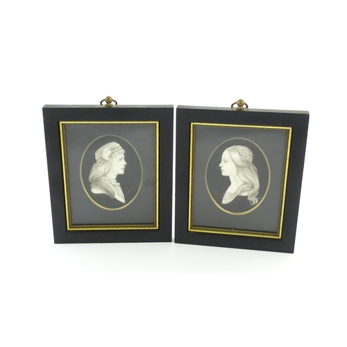 1234 - A pair of 21stC watercolour portrait miniatures depicting Romeo & Juliet. Both signed with monogram,... 