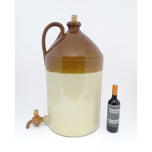 1308 - A large Victorian Doulton & Co. Lambeth stoneware two tone cider flagon with Doulton Lambeth stonewa... 