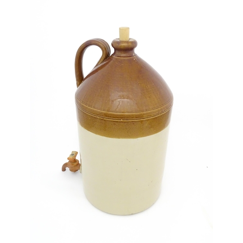 1308 - A large Victorian Doulton & Co. Lambeth stoneware two tone cider flagon with Doulton Lambeth stonewa... 