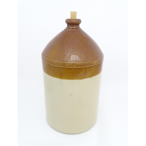 1308 - A large Victorian Doulton & Co. Lambeth stoneware two tone cider flagon with Doulton Lambeth stonewa... 