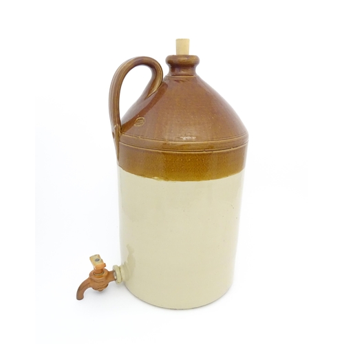 1308 - A large Victorian Doulton & Co. Lambeth stoneware two tone cider flagon with Doulton Lambeth stonewa... 