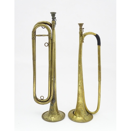 1368 - Musical Instruments : a B clarion bugle by Boosey & Hawkes Ltd , London, together with another by Ja... 