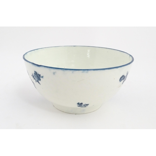 125 - A Caughley blue and white bowl decorated in the Slice Apple and Damson pattern. Marked with S under.... 