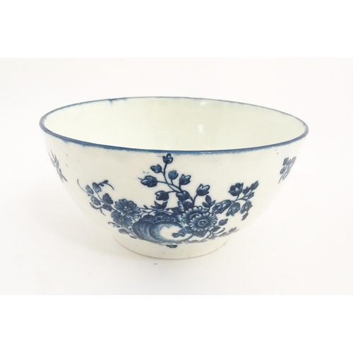 125 - A Caughley blue and white bowl decorated in the Slice Apple and Damson pattern. Marked with S under.... 