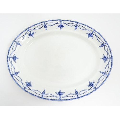 155 - A quantity of Keeling & Co. blue and white Losol Ware dinner wares in the Ludgate pattern to include... 