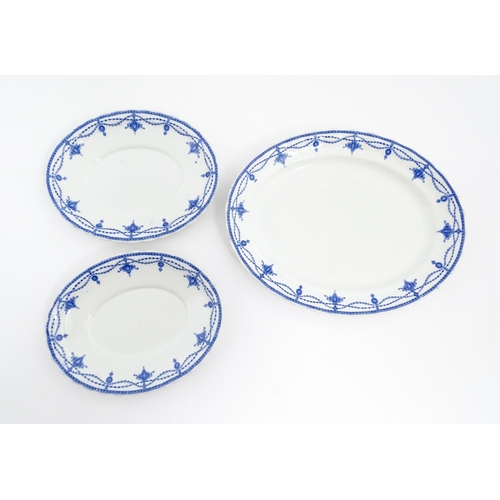 155 - A quantity of Keeling & Co. blue and white Losol Ware dinner wares in the Ludgate pattern to include... 