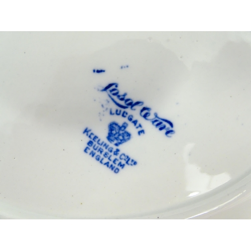 155 - A quantity of Keeling & Co. blue and white Losol Ware dinner wares in the Ludgate pattern to include... 