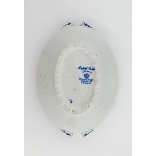 155 - A quantity of Keeling & Co. blue and white Losol Ware dinner wares in the Ludgate pattern to include... 