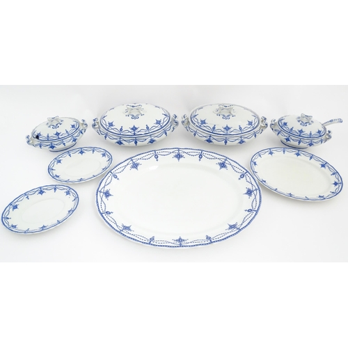 155 - A quantity of Keeling & Co. blue and white Losol Ware dinner wares in the Ludgate pattern to include... 