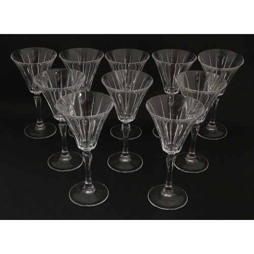 176 - A set of ten glass wine glasses, in the Novecento pattern by Royal Crystal Rock. Approx. 7