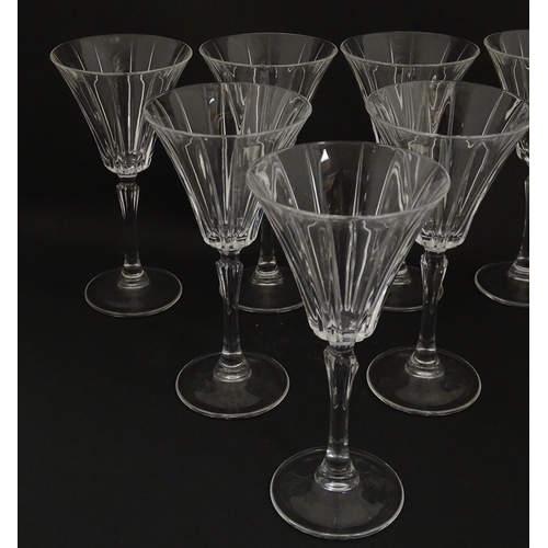 176 - A set of ten glass wine glasses, in the Novecento pattern by Royal Crystal Rock. Approx. 7