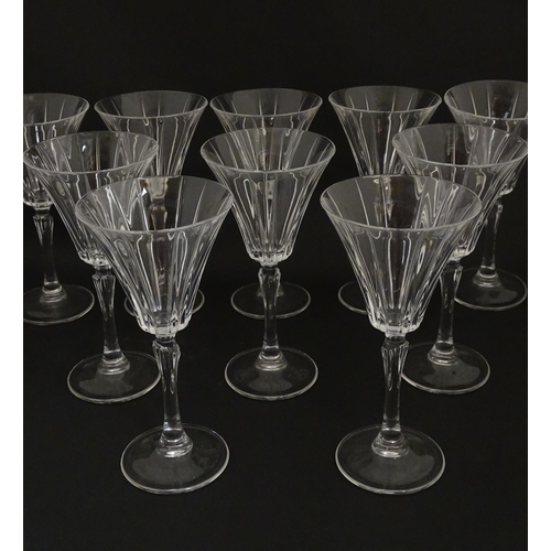 176 - A set of ten glass wine glasses, in the Novecento pattern by Royal Crystal Rock. Approx. 7