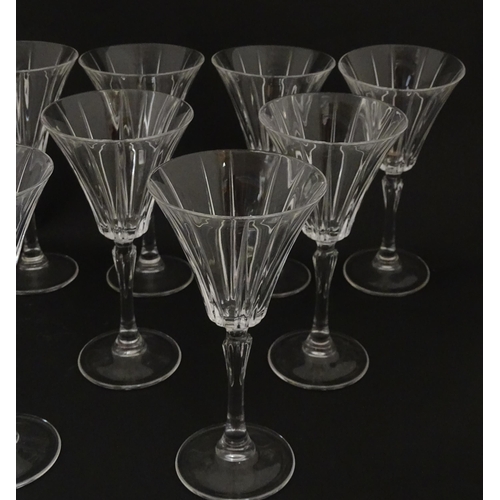 176 - A set of ten glass wine glasses, in the Novecento pattern by Royal Crystal Rock. Approx. 7