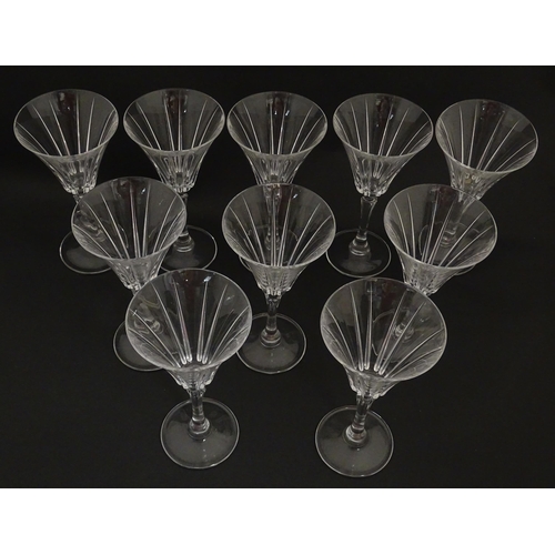 176 - A set of ten glass wine glasses, in the Novecento pattern by Royal Crystal Rock. Approx. 7