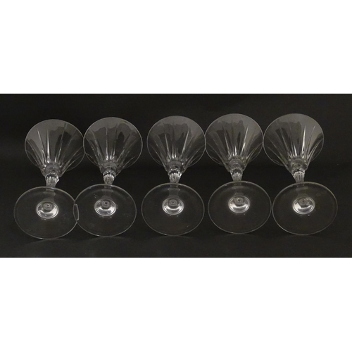 177 - A set of ten glass wine glasses, in the Novecento pattern by Royal Crystal Rock. Approx. 6 3/4